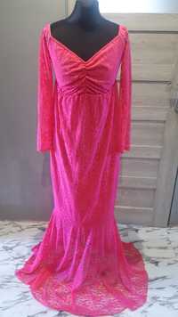 suknia amarant-róż