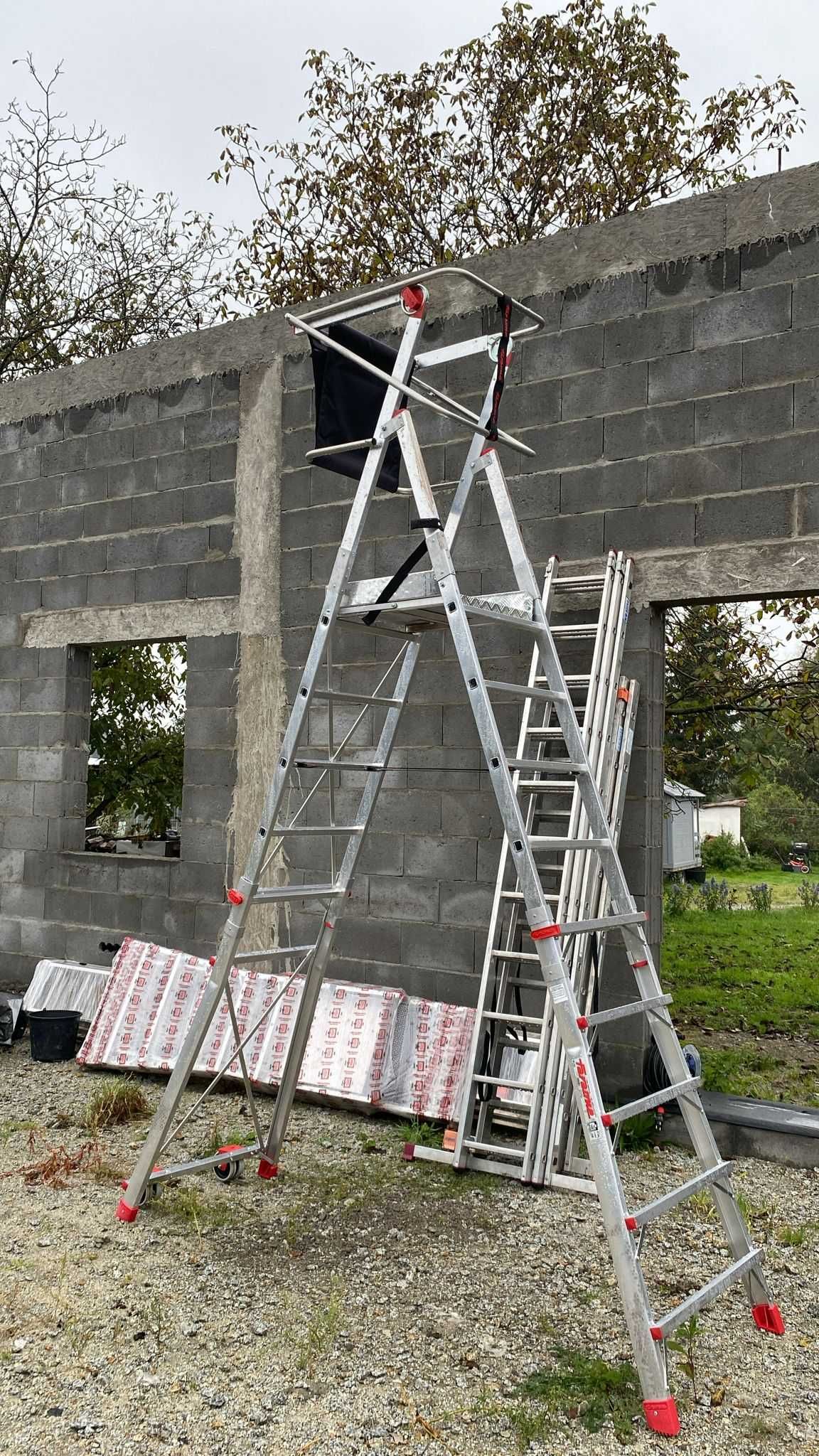 Drabina rozkładana jezdna, podest roboczy Faraone PLS5 wysokość 4,38m