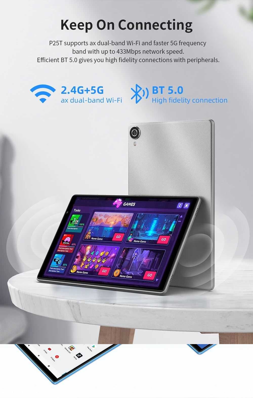 Nowy Teclast P25T 2023 Android 12 Tablet 10.1 cal IPS 4/64GB 5000mAh