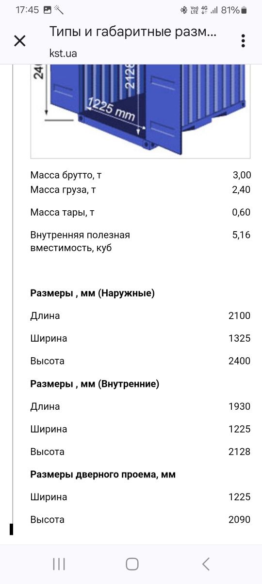 Контейнер 3т морской