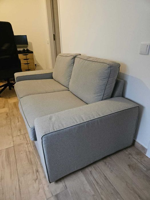 Sofá 2 lugares, Tibbleby bege/cinzento