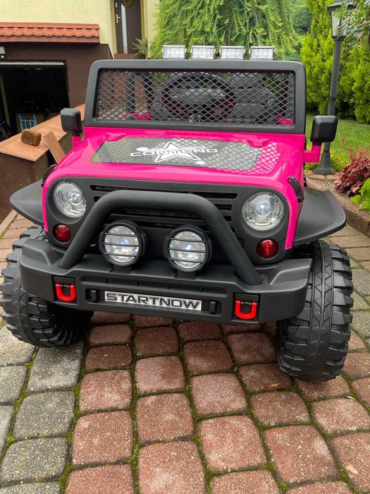 Dwuosobowe Auto na akumulator DUŻY JEEP DLA DZIECI 4×4 EVA RÓŻOWY MP4