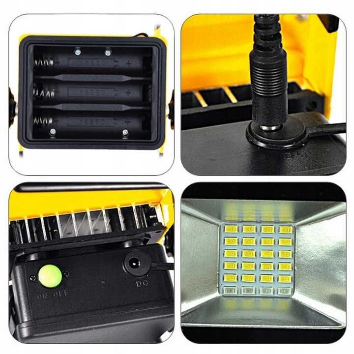 Przenośny Halogen LED Akumulatorowy 100W LAMPA LED IDEALNY DO DOMU