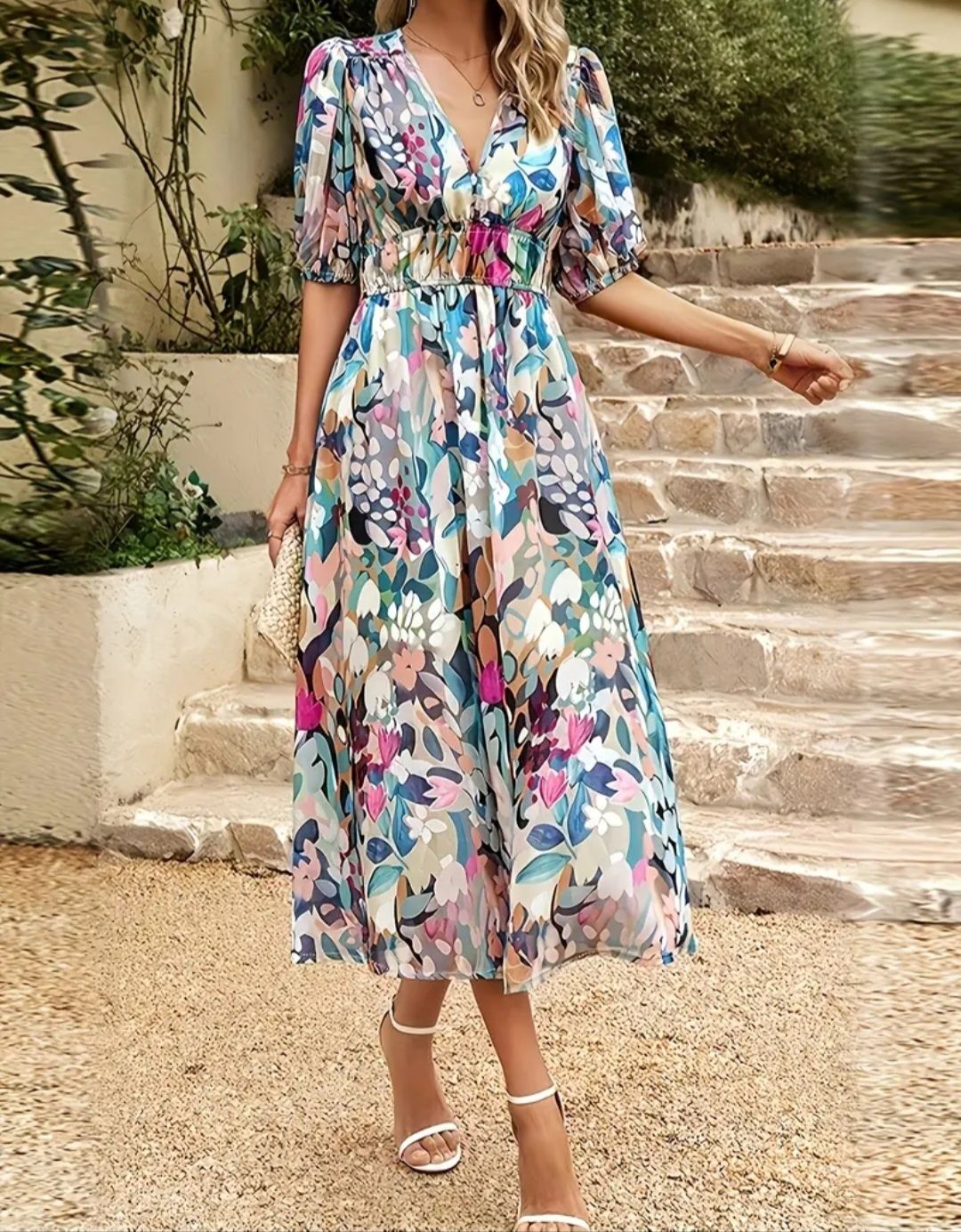 Piękna długa maxi elegancka sukienka na wiele okazji komunia chrzest