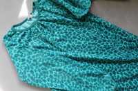 Sukienka 122 128 AHLENS morska welurowa na plażę cętki turkusowa