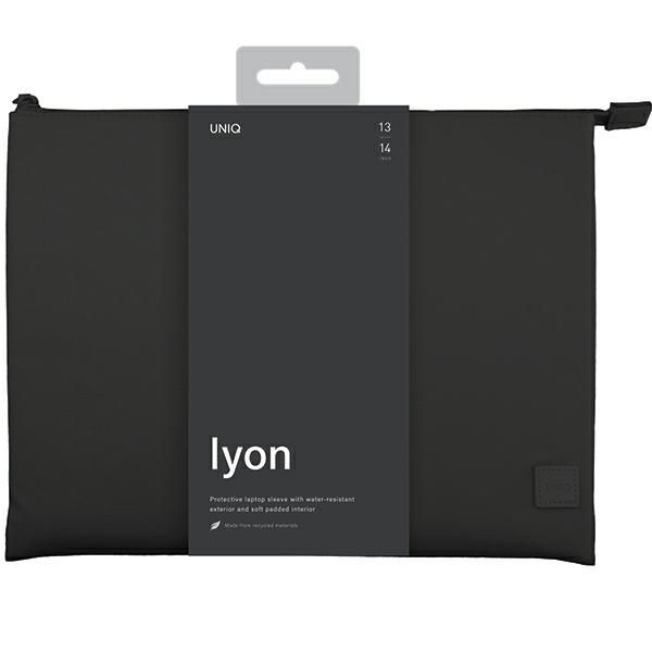 Uniq Etui Lyon Laptop Sleeve 14" Czarny/Midnight Black Waterproof Rpet