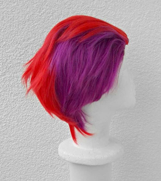 Rock Nanbaka Fioletowa różowa krótka peruka z irokezem cosplay wig