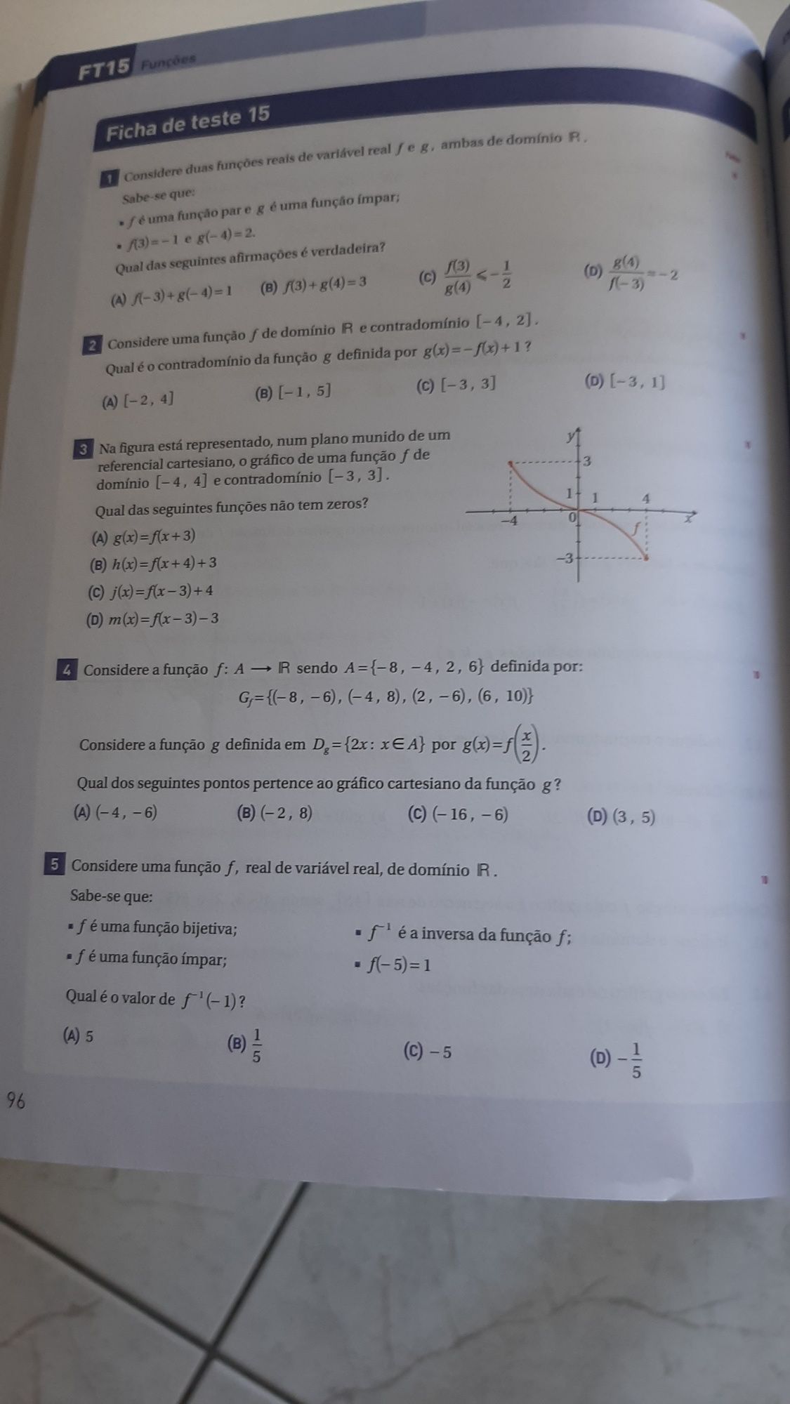 Caderno de Fichas Matemática A 10 ano