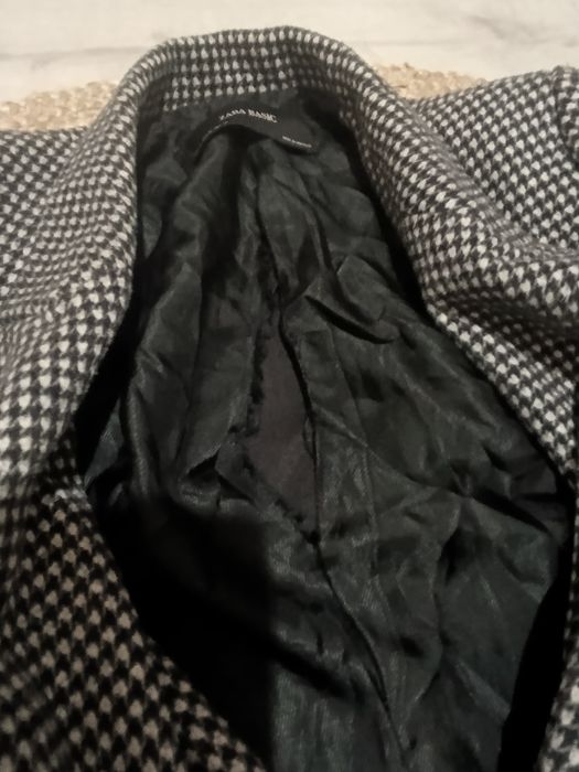 Płaszcz płaszczyk w kratę czarny XS 34 Zara