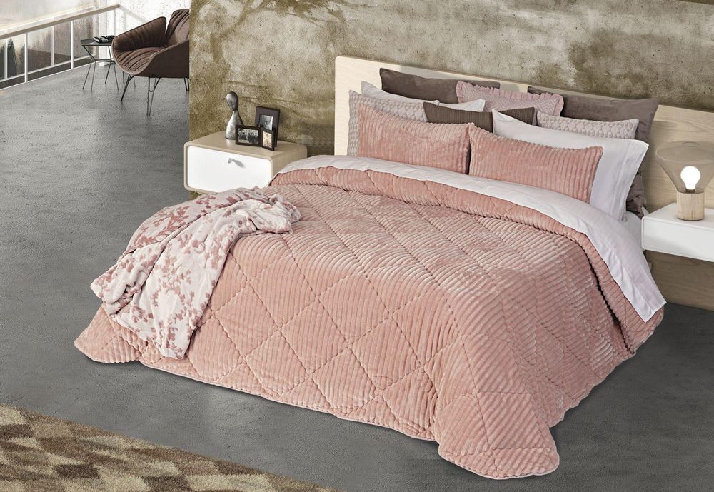 Edredão cama casal coralina+borrego