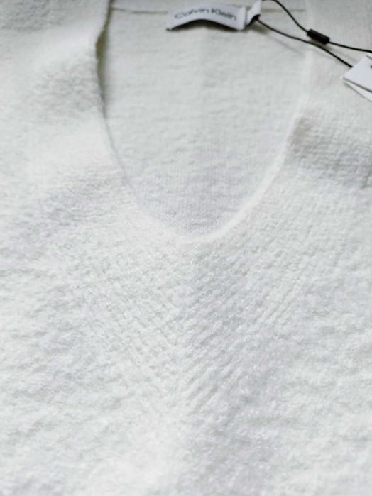Sweter Calvin Klein, ecru, NOWY z metką, wełniany, 100% wełny