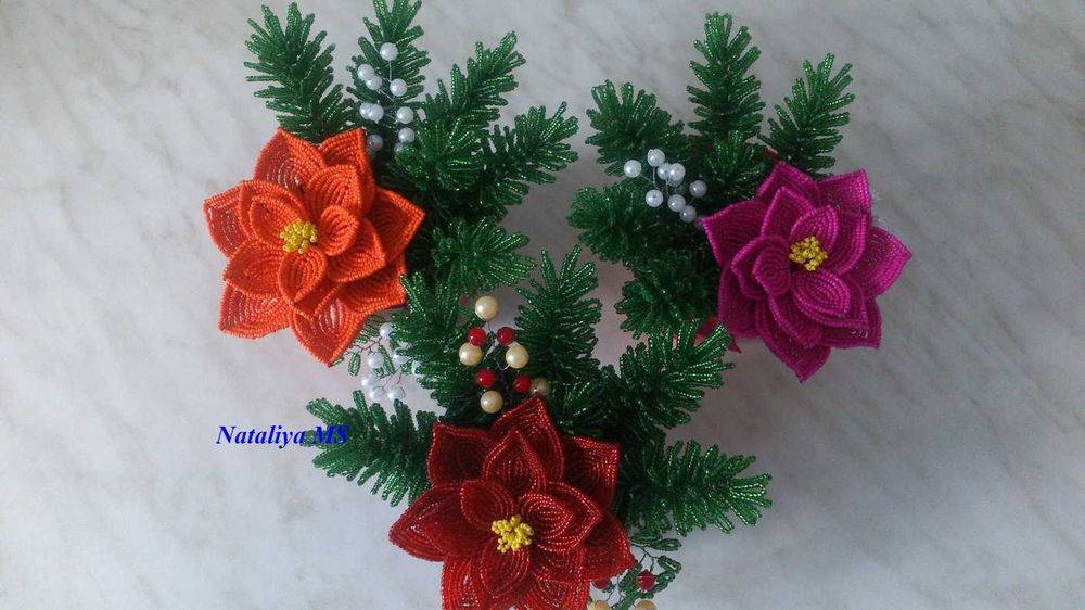 Новогодние композиции Елочка из бисера Ялинка з бісеру