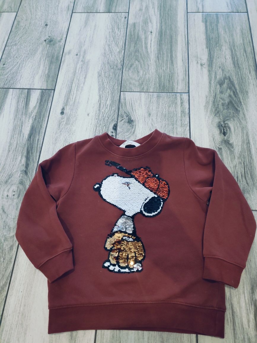 Bluza chłopięca H&M 104 Snoopy zmieniające cekiny