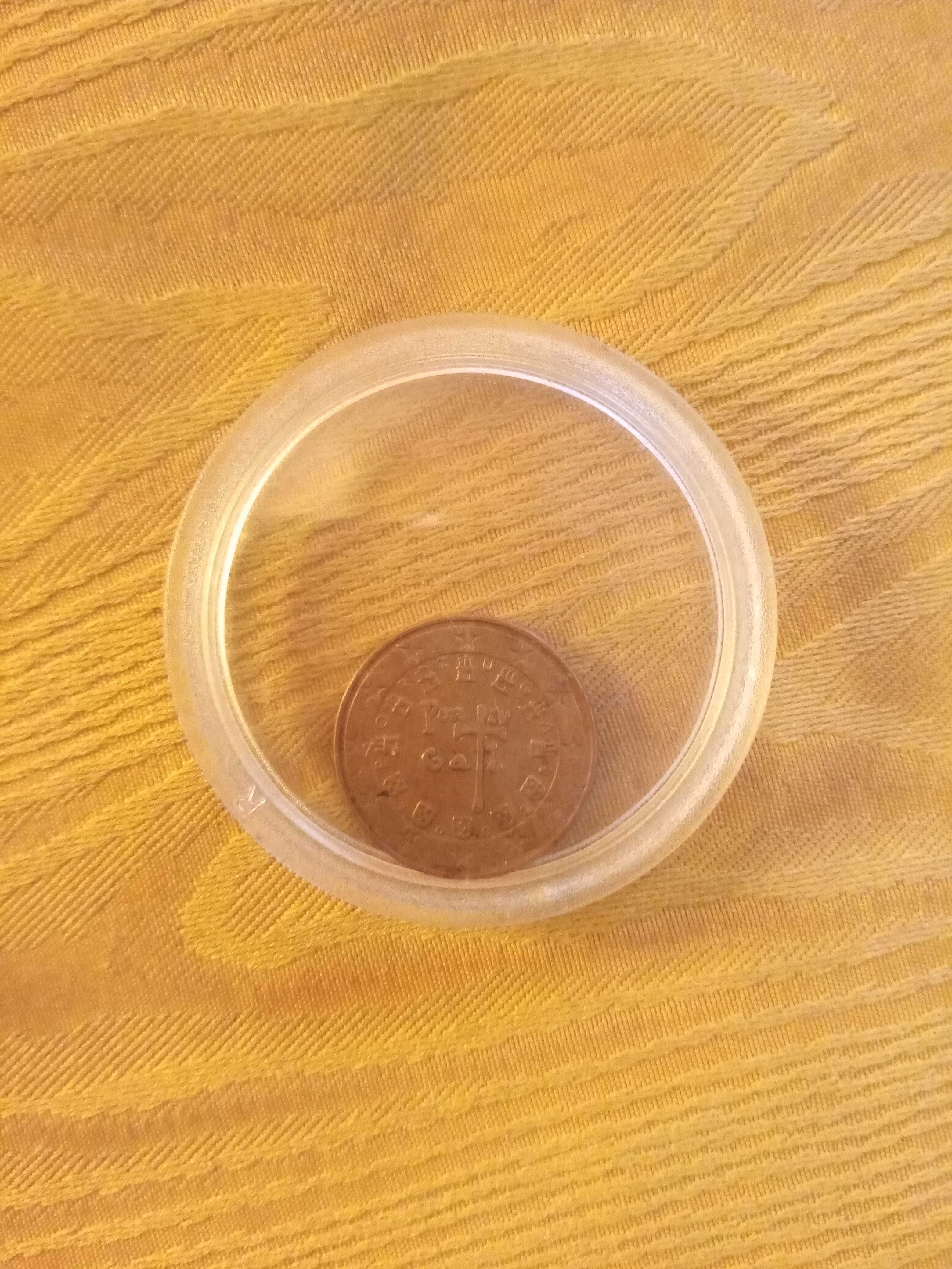 Moeda 5 cêntimos euro 2002 Portugal com  (  faces para o mesmo lado).
