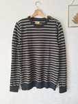Sweter Selected Homme 38 M grafitowy beżowe paski 50 % wełna guziki