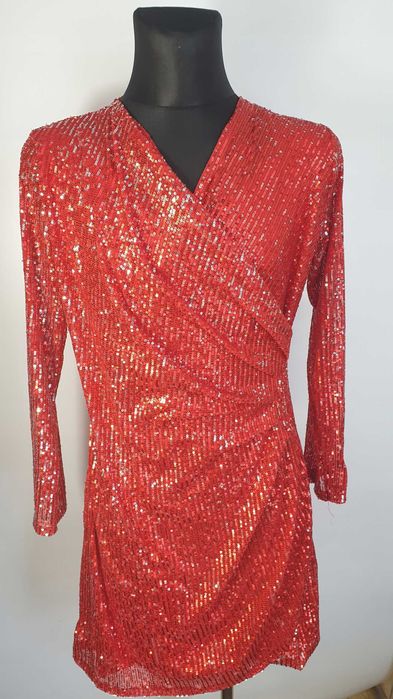 Elegancka Wizytowa Błyszcząca sukienka w Cekiny rozmiar xl /xxl