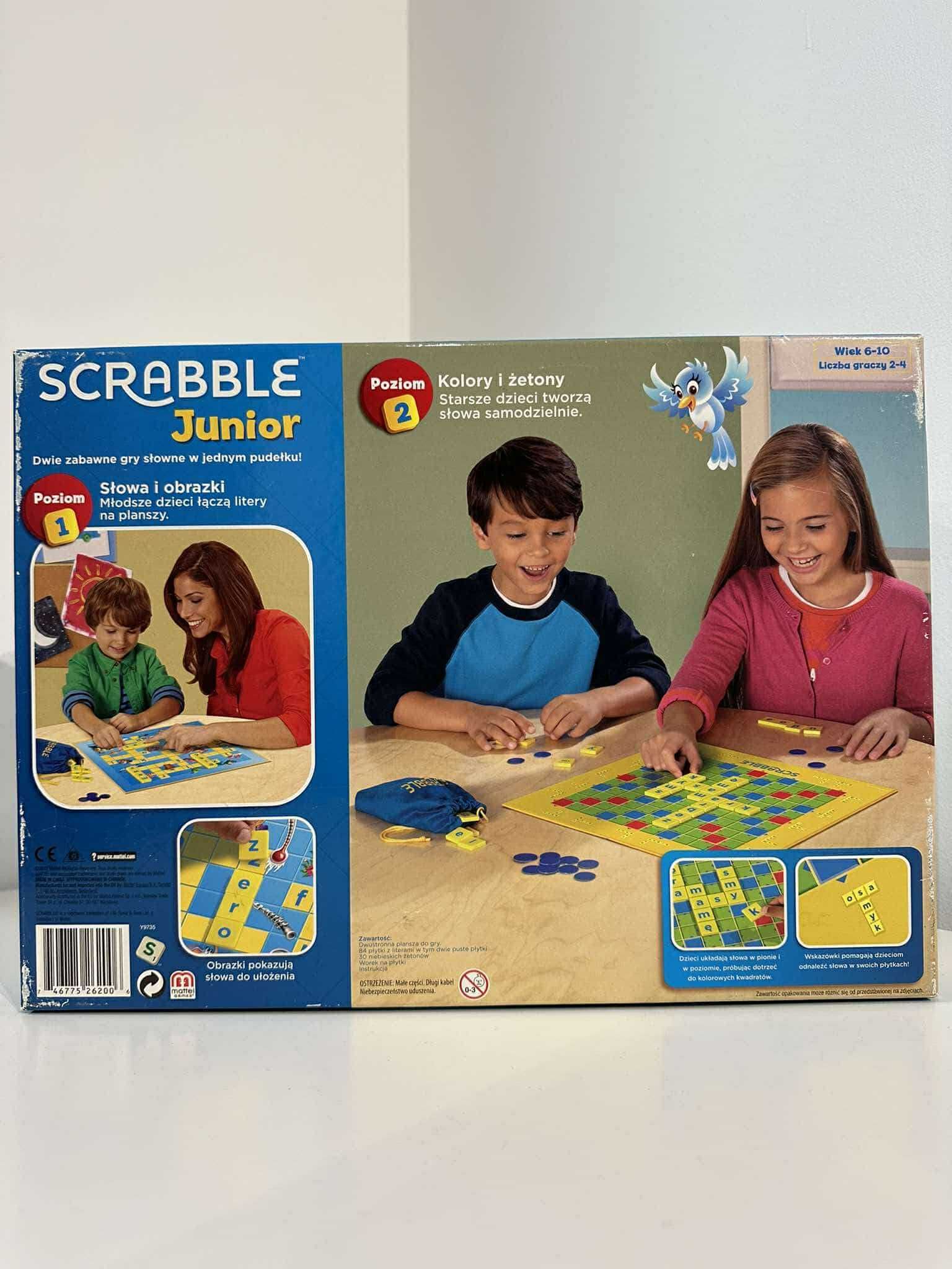 Scrabble junior mattel gra dla dzieci 6-10 lat bardzo dobry stan