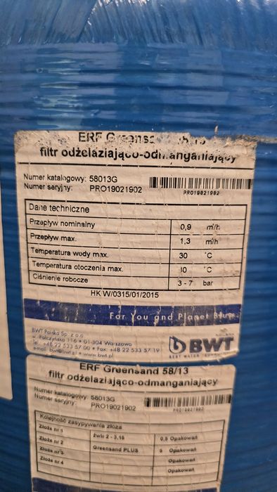 Stacja uzdatniania wody, filtr odżelaziająco - odmanganiający ERF BWT