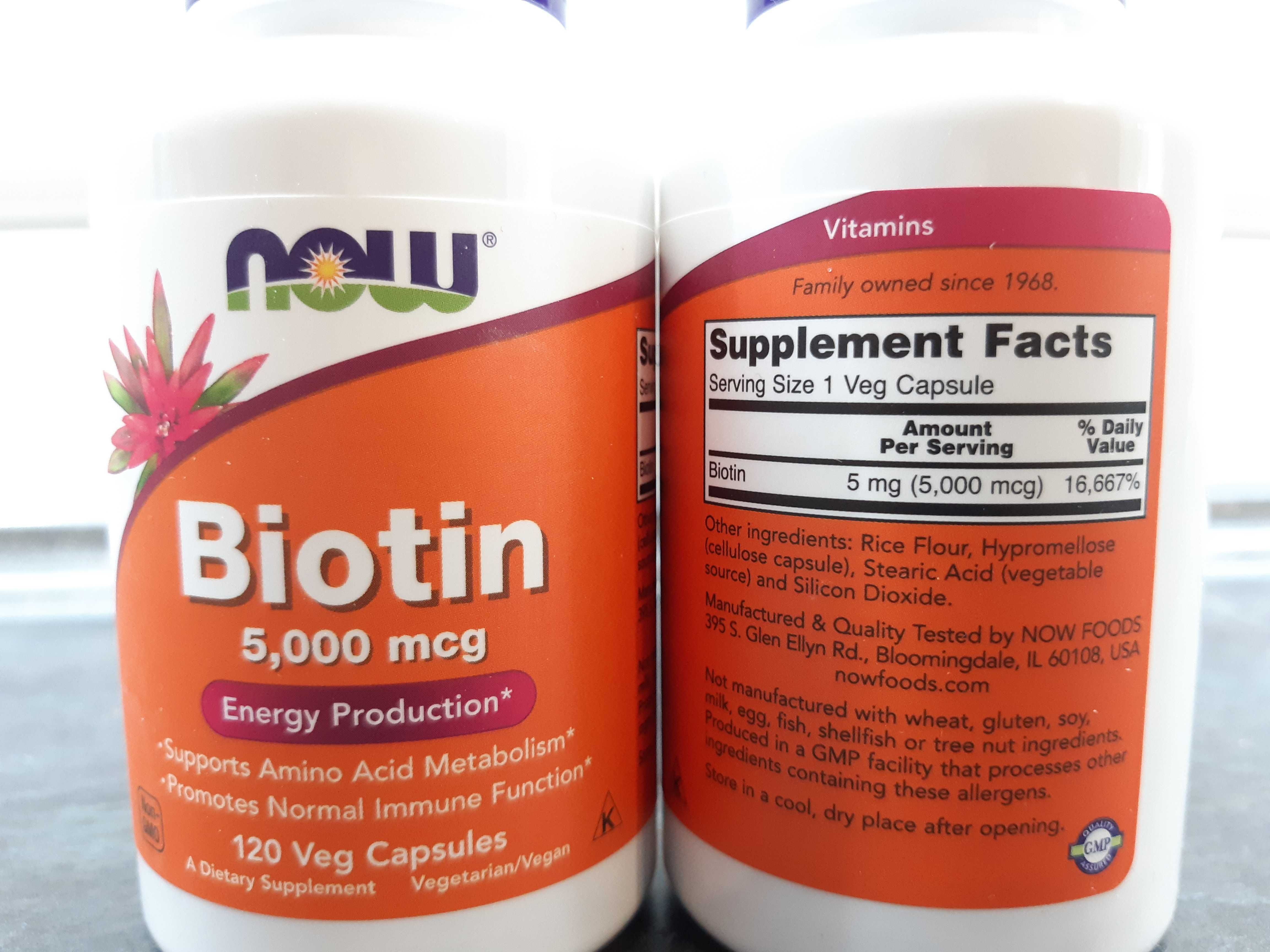 Now Foods, Biotin 5000 мкг (120 капс.), биотин для волос, біотин
