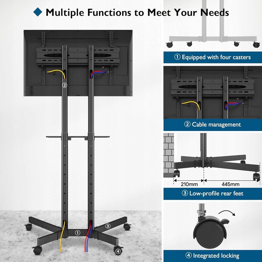 Stojak na kółkach 32-85 cali i wadze do 60 kg, maks. VESA 600 x 400 mm