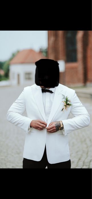 Smoking biały łamany, szyty na miare ! Ideal ! Jedyny taki !