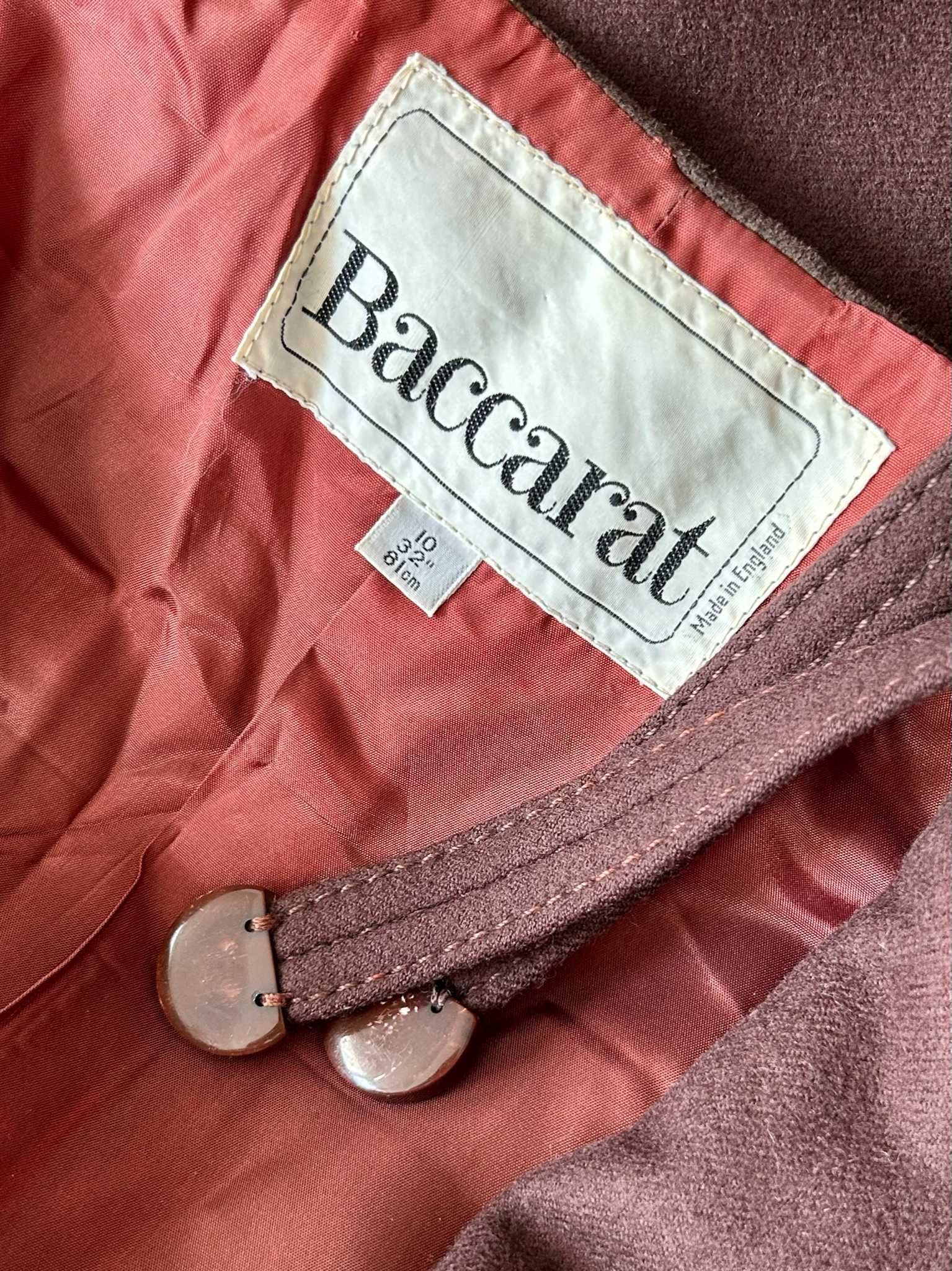 Baccarat 100% wełna i zamsz, true vintage płaszcz wiązany