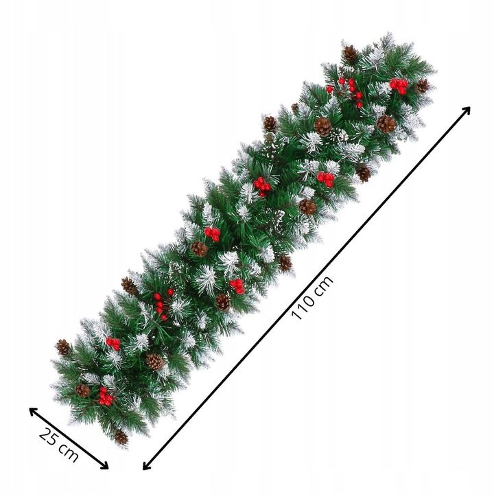 Girlanda Choinkowa Świąteczna Łańcuch Sztuczna Ozdoby 110cm Zielona Pi