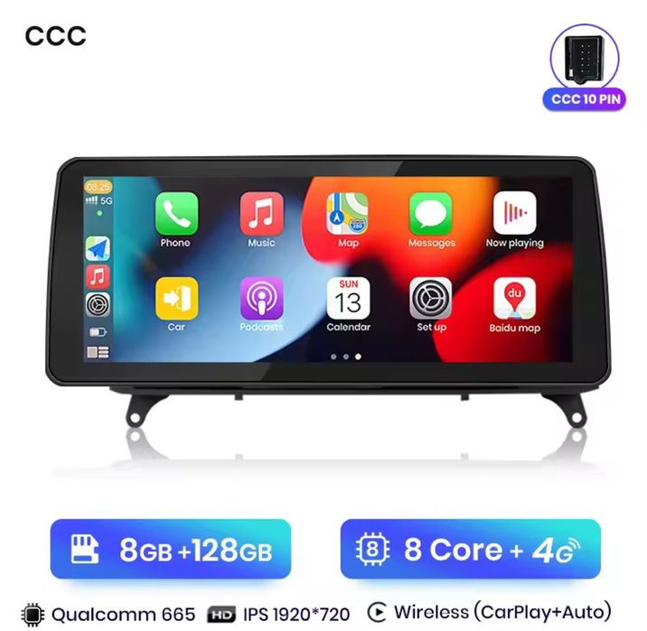 Rádio 12,3 polegadas Android BMW E70 X5 X6 8core 8/128GB Carplay 4G BT