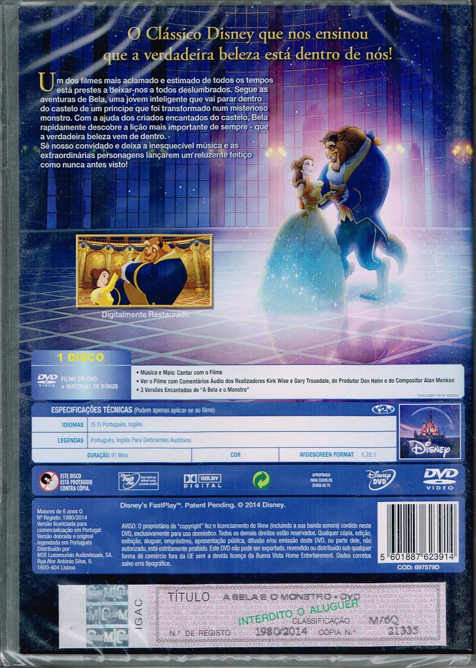 Filme em DVD: A Bela e o Monstro Disney - NOVO! SELADO!