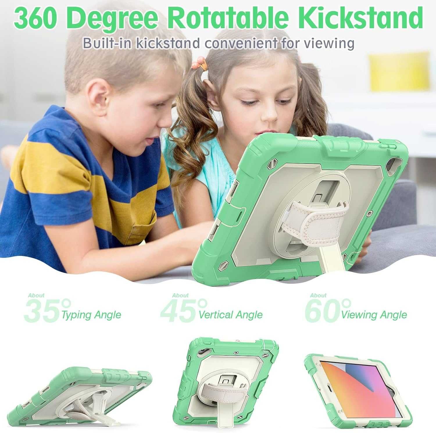 Etui Pancerne obrotowe 360 do iPad 9.7 zielone z uchwytem