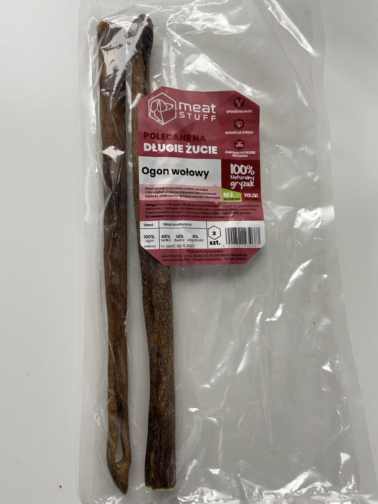 Gryzak NOWY dla psa ogon wołowy 2 szt Meat Stuff