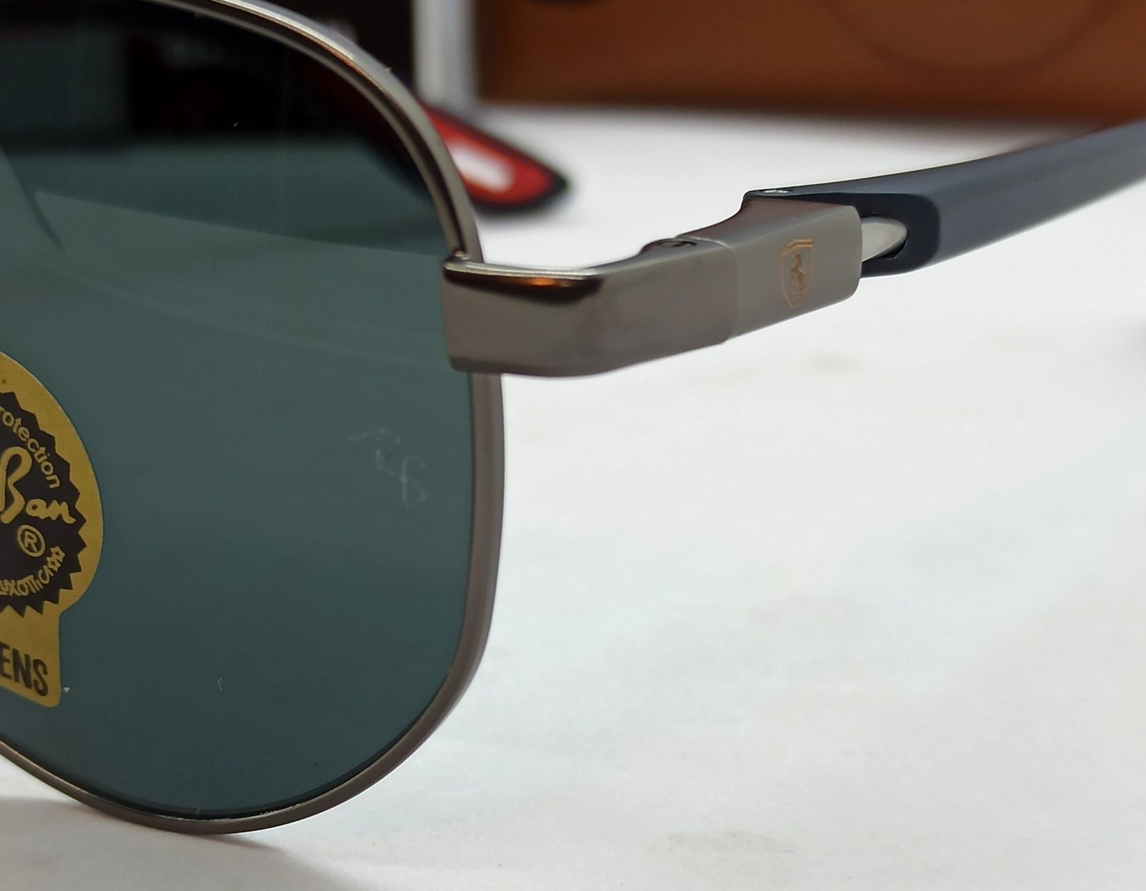 Ray Ban Aviator Ferrari очки капли мужские черные стекло в серебр мет