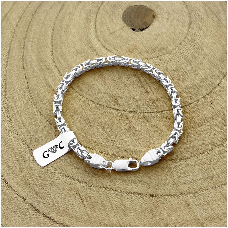 Gruba Srebrna Bransletka Męska Splot Królewski 22 Cm 5 Mm Dla Mężczyzn