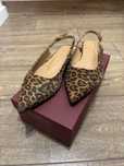 Baleriny buty Marco shoes Clara skórzane z odkrytą Piętą panterka