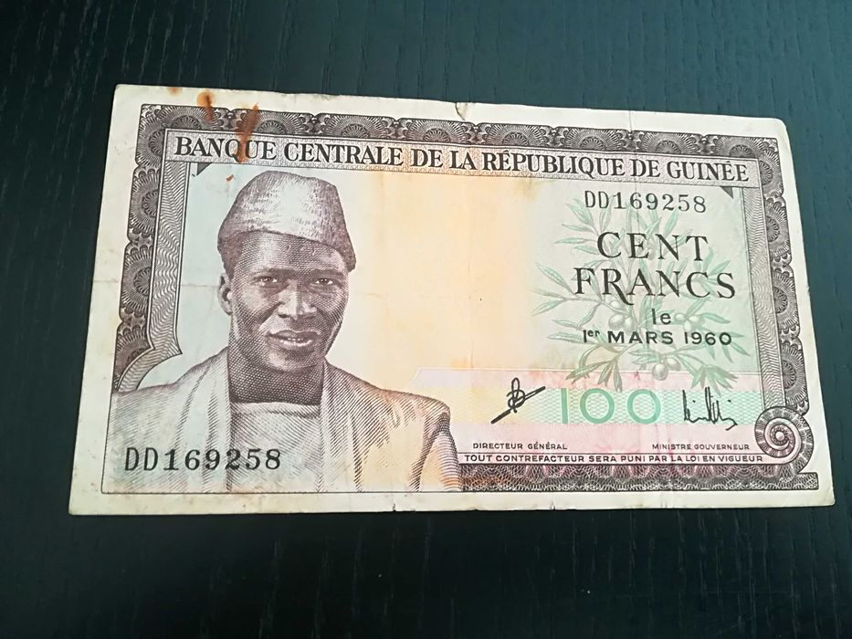 Nota c/ 65 anos 100 Francs Banque Centrale De La Republique De Guinée