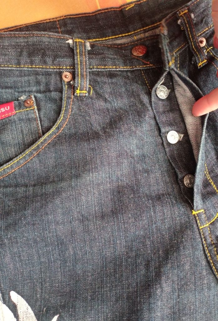 Evisu Specjal spodnie jeansowe z szerokimi nogawkami