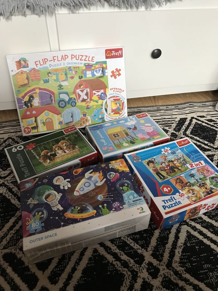 Zestaw Puzzli - z okienkiem, Peppa psi patrol kosmos kotki