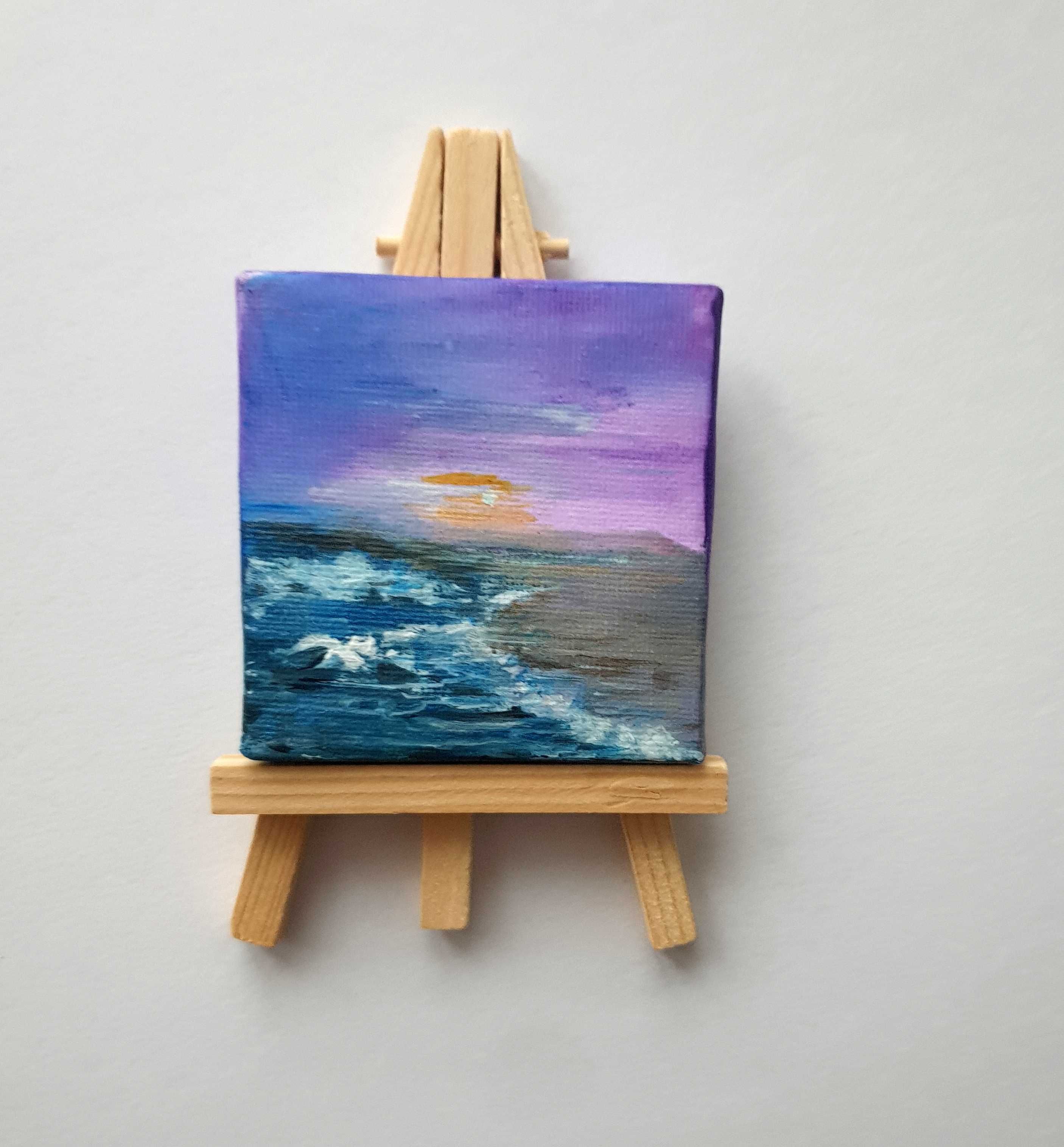 Obraz ręcznie malowany morze pejzaż morski+pudełko prezent