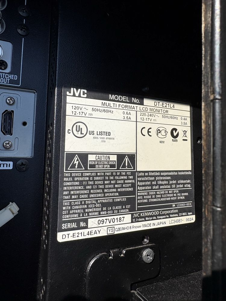 Monitor Podgląd JVC DT-E21L4 wraz z Case’m