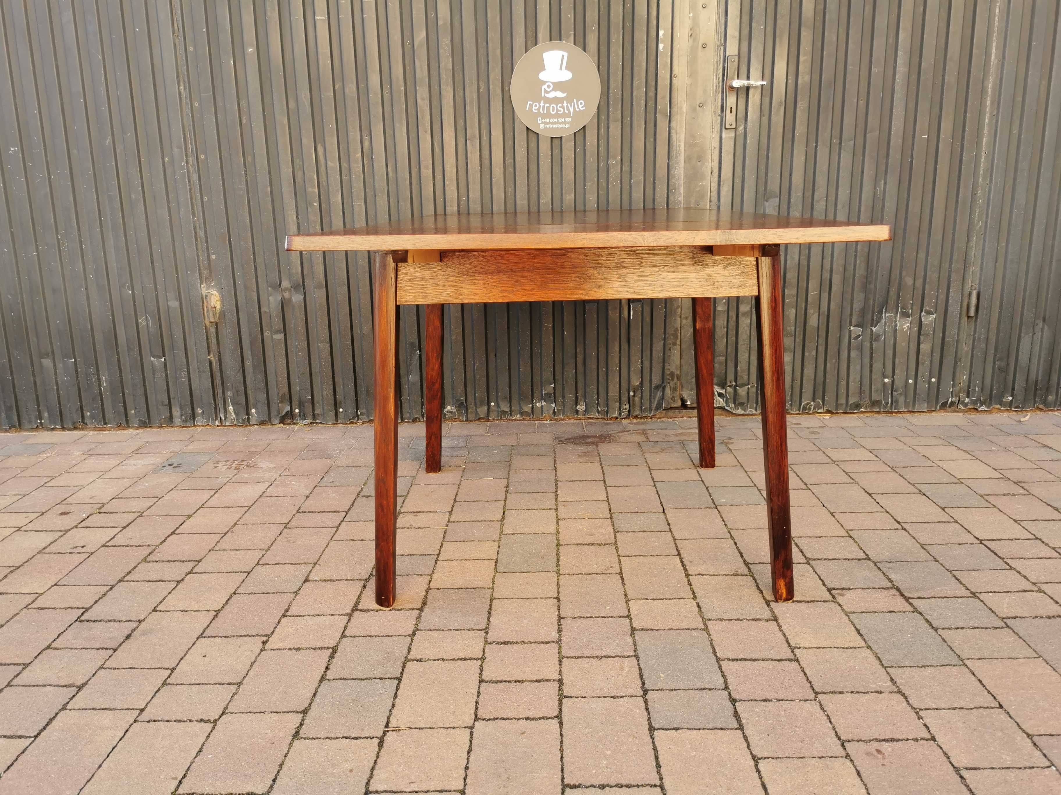 Stół dębowy rozkładany INTEREIR Praha,  Czechosłowacja '60 Design, PRL