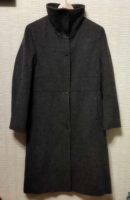 Длинное пальто шинель на молнии 60% шерсть Португалия