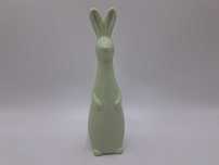 Zając ceramiczny, figurka, ozdoba wielkanocna, zielony