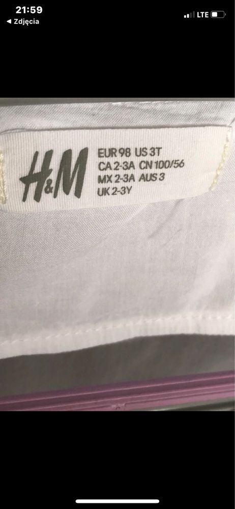 H&M r.98 z metki,śliczna nowa biała bluzka,koszula cienkie rękawki