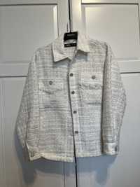 Zara elegancka kurtka koszulowa z tkaniny strukturalnej marynarka