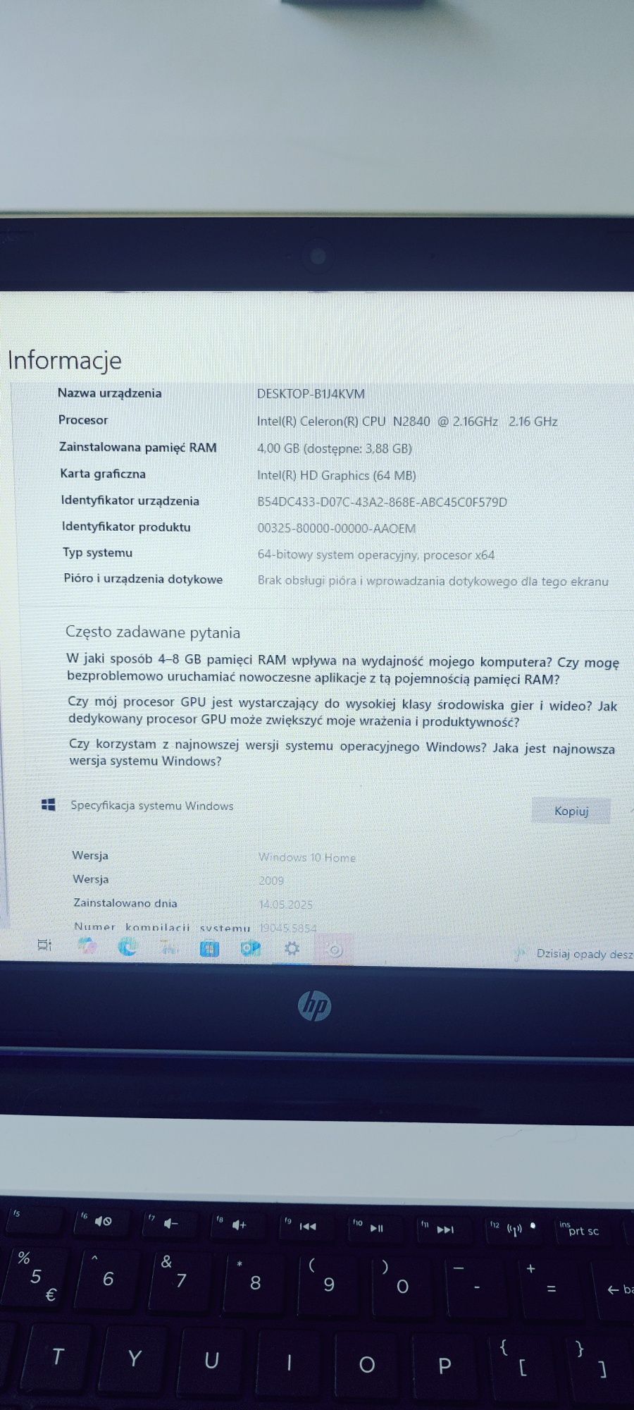 Lapto HP 15" + myszka + podkładka