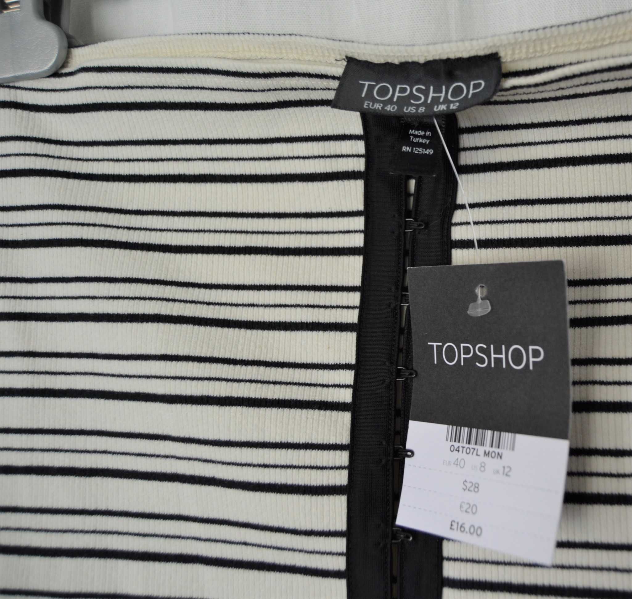 gorsetowy crop top w prążki topshop 40 L paski haftki odkryte ramiona