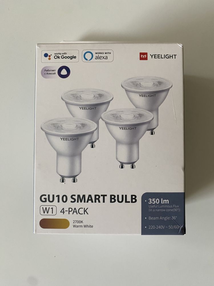 Inteligentne zarowki YEELIGHT 4.8w GU10 wifi, ciepla biel, sciemnialne