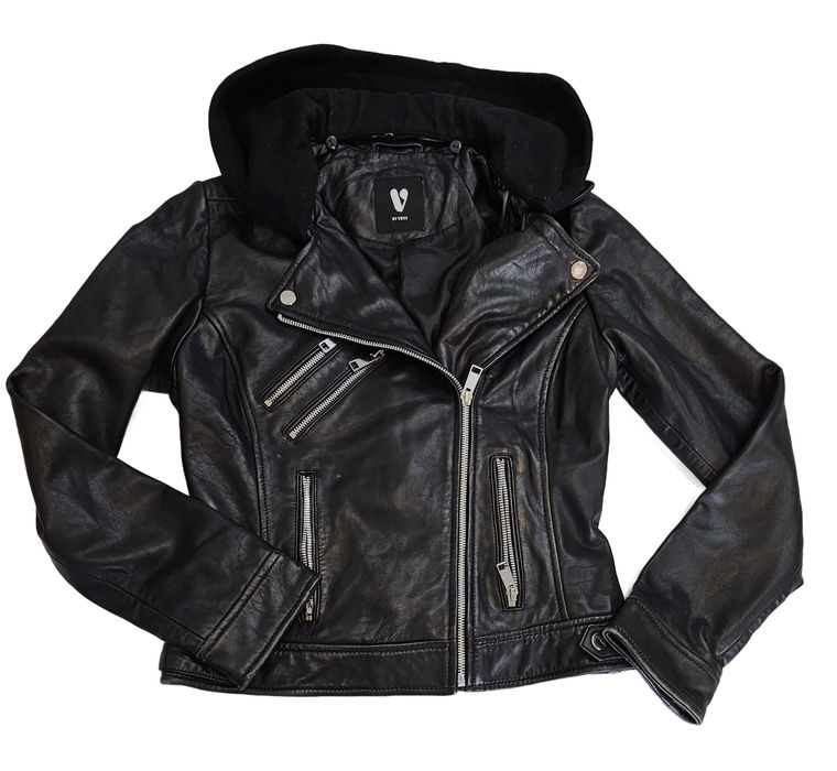 Kurtka Damska Skórzana Z Kapturem V By Very Czarna Rozmiar M