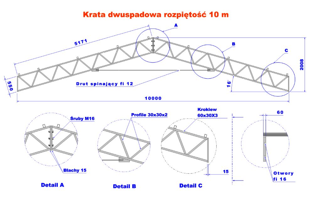 Konstrukcja ocynkowana 10m x12 m wiata garaż hala magazyn