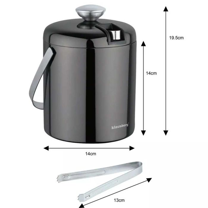 Wiaderko do lodu 1,3l + szczypce pojemnik wiadro na lód alkoholu